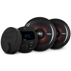 Marine and Powersports Headunit and 6.5" Marine Speaker Package (MRX1 and 2 X NXL-6SL/BK) - Black - DS18