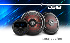 Marine and Powersports Headunit and 6.5" Marine Speaker Package (MRX1 and 2 X NXL-6SL/BK) - Black - DS18