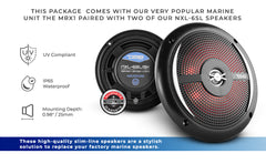 Marine and Powersports Headunit and 6.5" Marine Speaker Package (MRX1 and 2 X NXL-6SL/BK) - Black - DS18