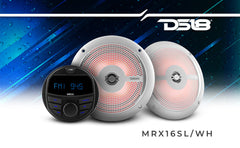 Marine and Powersports Headunit and 6.5" Marine Speaker Package (MRX1 and 2 X NXL-6SL/WH) - White - DS18