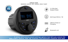Marine and Powersports Headunit and 6.5" Marine Speaker Package (MRX1 and 2 X NXL-6SL/WH) - White - DS18