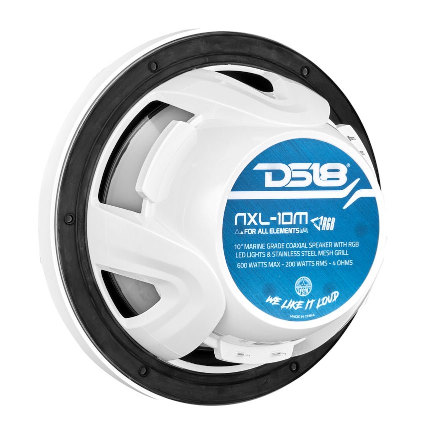 NXL 10" 2-Way Coaxial Marine Speaker with RGB LED Lights 200 Watts Rms 4-Ohm - DS18