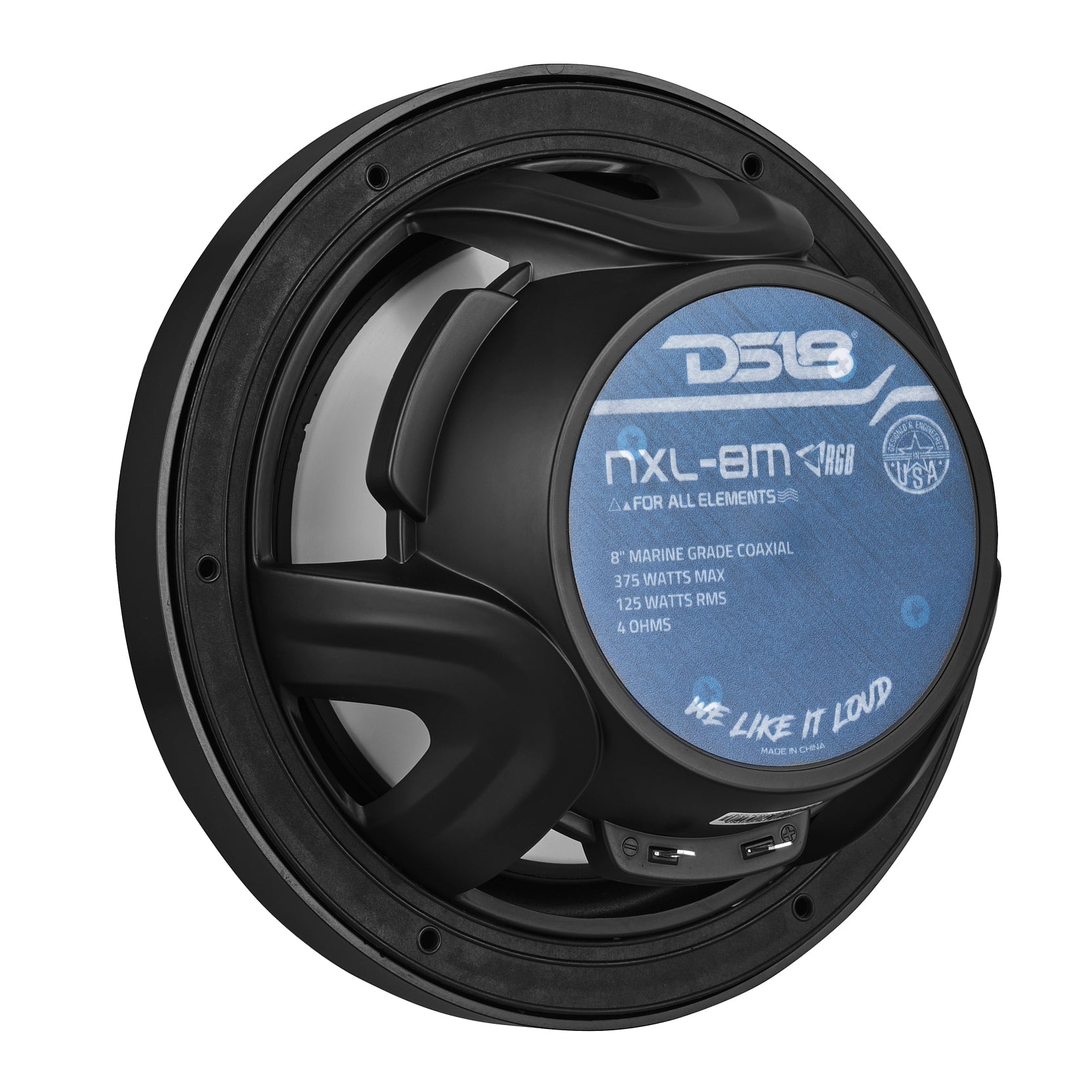 NXL 8" 2-Way Coaxial Marine Speaker With LED RGB Lights 125 Watts Rms 4-Ohm - DS18