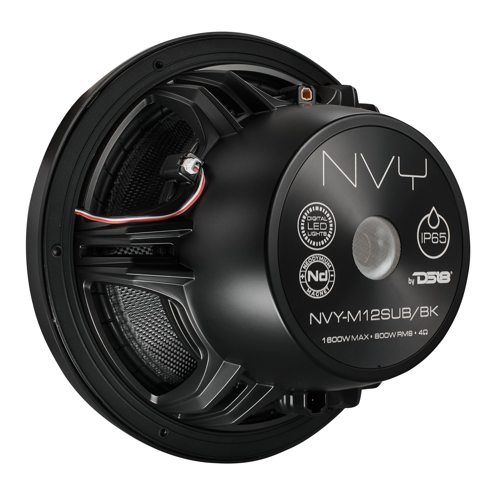 12" Neodymium Marine & Powersport Subwoofer with Digital LED Lights and Carbon Fiber Cone | 800W RMS 4-Ohm - DS18