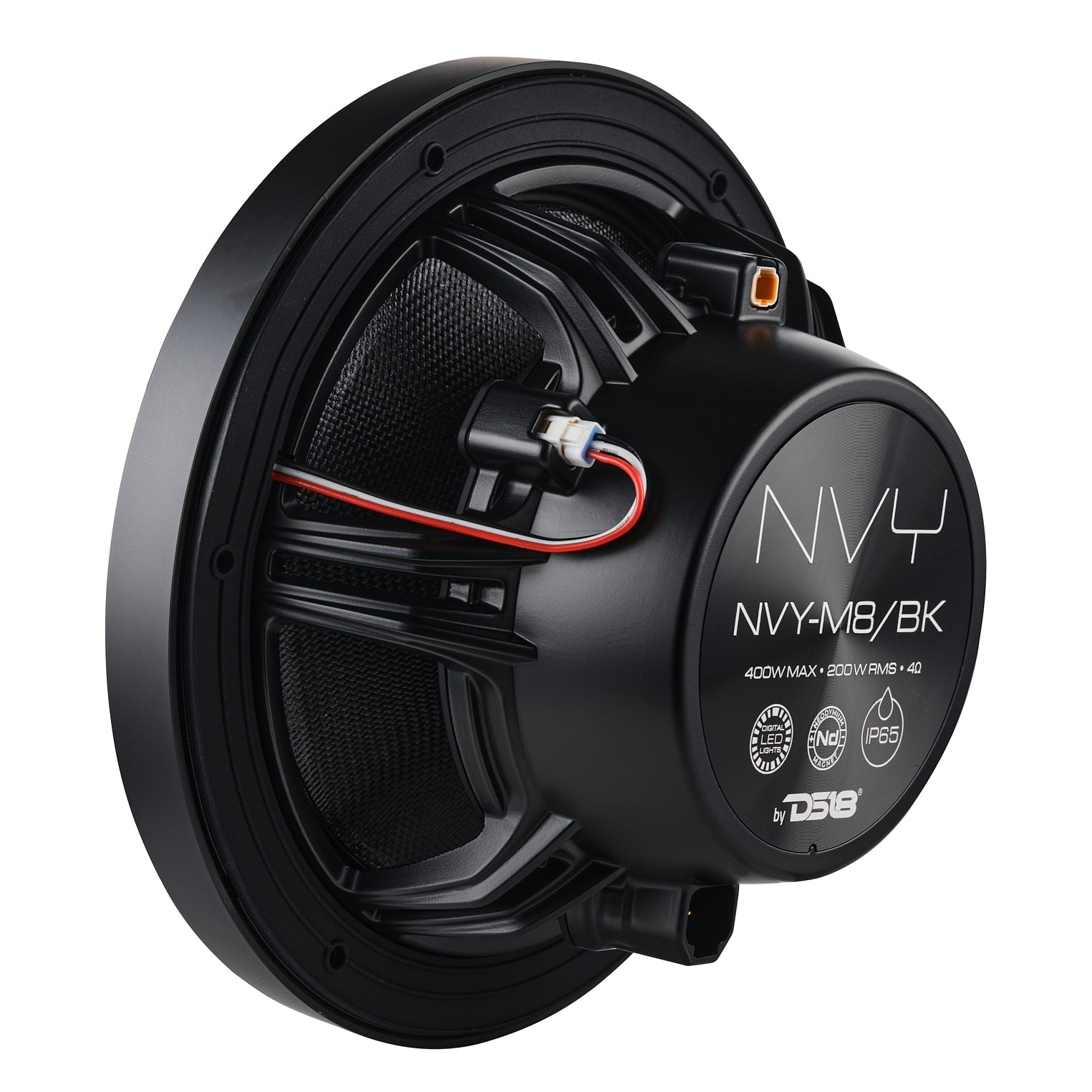8” Marine Coaxial Speaker With Kevlar Cone, Bullet Tweeter, Neodymium Magnet, and Digital LED Lights | 200W RMS 4-Ohm - DS18