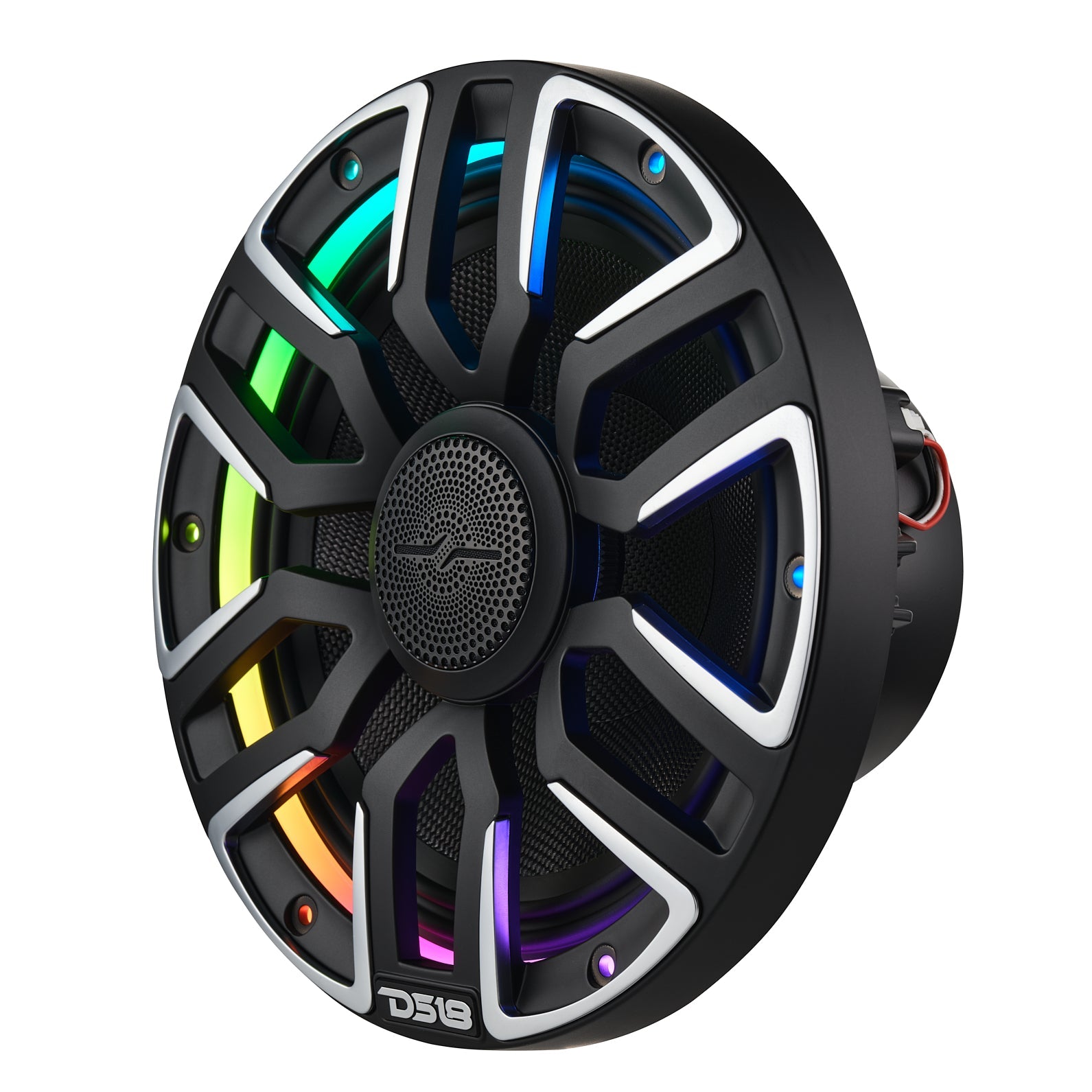 8” Marine Coaxial Speaker With Kevlar Cone, Bullet Tweeter, Neodymium Magnet, and Digital LED Lights | 200W RMS 4-Ohm - DS18