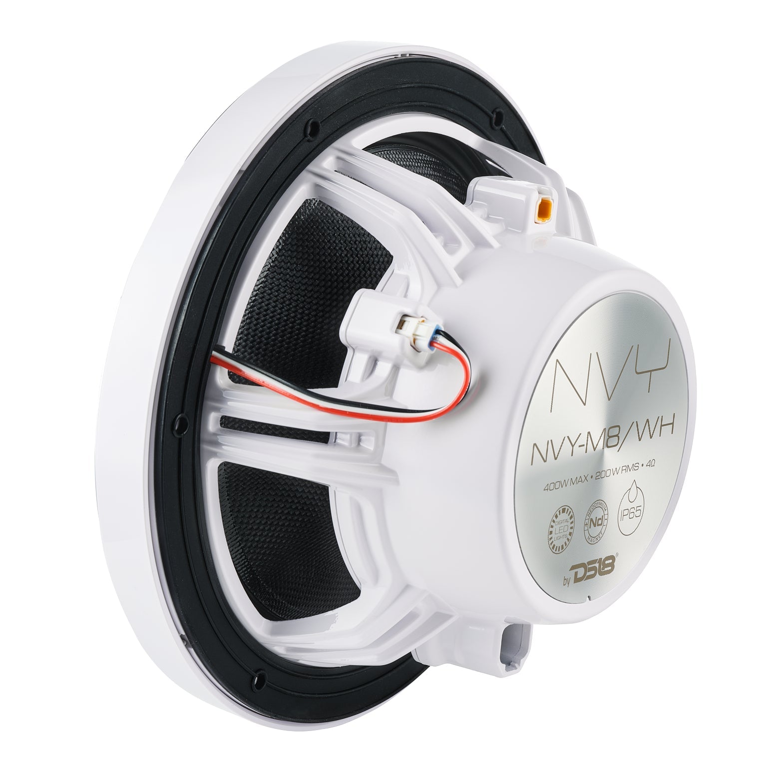 8” Marine Coaxial Speaker With Kevlar Cone, Bullet Tweeter, Neodymium Magnet, and Digital LED Lights | 200W RMS 4-Ohm - DS18