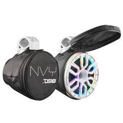 8” Marine Short Tower Speaker With Neodymium Magnet, Kevlar Cone, Compression Driver And Digital LED Lights | 200W RMS 4-Ohm