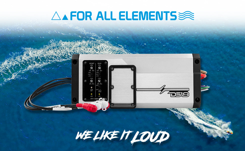 NVY 4-Channel Full-Range IP67 Marine and Powersports Amplifier 200 x 4 @ 4-Ohm Watts RMS - DS18