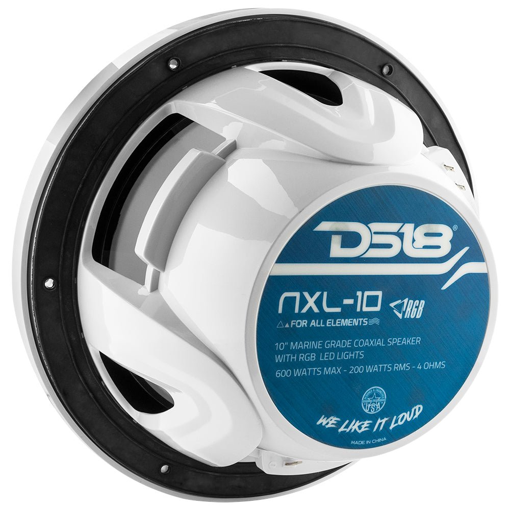 NXL 10" 2-Way Coaxial Marine Speaker with LED RGB Lights | 200W RMS 4-Ohm - DS18
