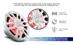 NXL 10" 2-Way Coaxial Marine Speaker with LED RGB Lights | 200W RMS 4-Ohm - DS18