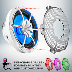 NXL 10" 2-Way Coaxial Marine Speaker with RGB LED Lights 200 Watts Rms 4-Ohm - DS18