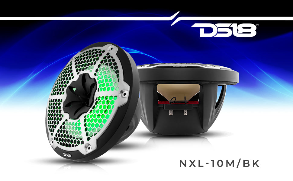 NXL 10" 2-Way Coaxial Marine Speaker With LED RGB Lights 200 Watts Rms 4-Ohm - DS18