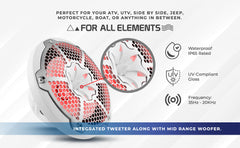 NXL 10" 2-Way Coaxial Marine Speaker with RGB LED Lights 200 Watts Rms 4-Ohm - DS18