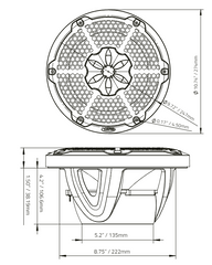 NXL 10" 2-Way Coaxial Marine Speaker With LED RGB Lights 200 Watts Rms 4-Ohm - DS18