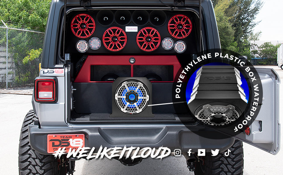 Dual 10" Marine Subwoofer Enclosure with 10" Passive Radiator and LED RGB Lights 350 Watts Rms 4-Ohm (NXL-10SUB Included)