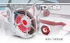 NXL 10" Marine Subwoofer with LED RGB Lights 300 Watts Rms SVC 4-Ohm - DS18