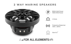 NXL 6.5" 2-Way Coaxial Marine Speaker with LED RGB Lights | 100W RMS 4-Ohm - DS18