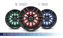 NXL 6.5" 2-Way Coaxial Marine Speaker with LED RGB Lights | 100W RMS 4-Ohm - DS18