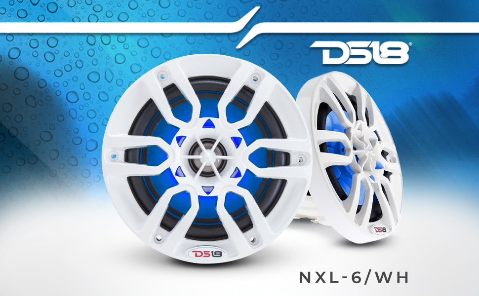NXL 6.5" 2-Way Coaxial Marine Speaker with LED RGB Lights | 100W RMS 4-Ohm - DS18