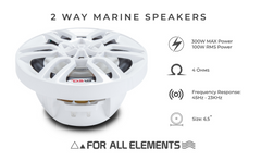 NXL 6.5" 2-Way Coaxial Marine Speaker with LED RGB Lights | 100W RMS 4-Ohm - DS18