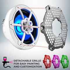 NXL 6.5" 2-Way Coaxial Marine Speaker With LED RGB Lights 100 Watts Rms 4-Ohm - DS18