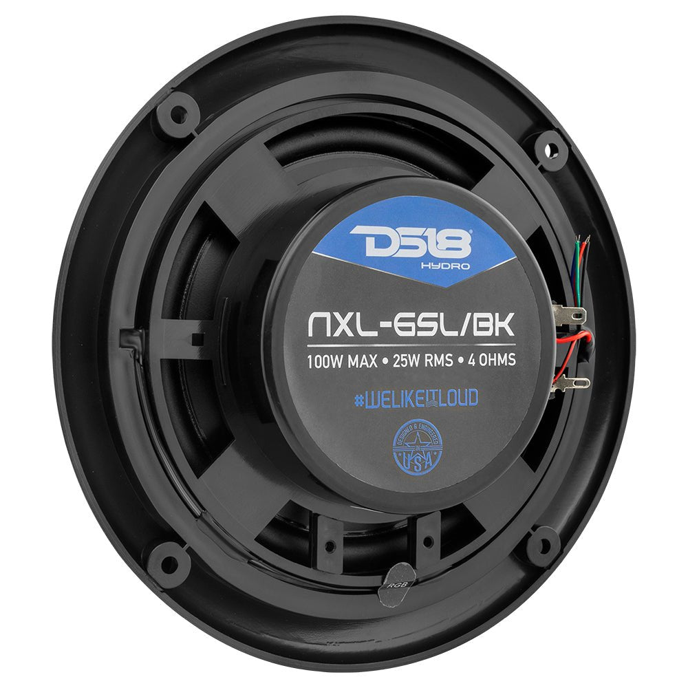 Marine and Powersports Headunit and 6.5" Marine Speaker Package (MRX1 and 2 X NXL-6SL/BK) - Black - DS18