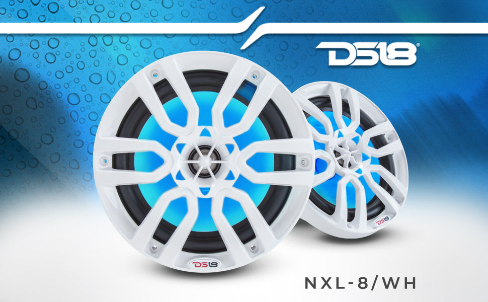 NXL 8" 2-Way Coaxial Marine Speaker with LED RGB Lights | 125W RMS 4-Ohm - DS18
