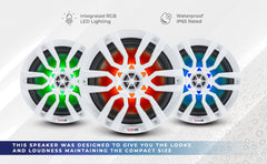 NXL 8" 2-Way Coaxial Marine Speaker with LED RGB Lights | 125W RMS 4-Ohm - DS18