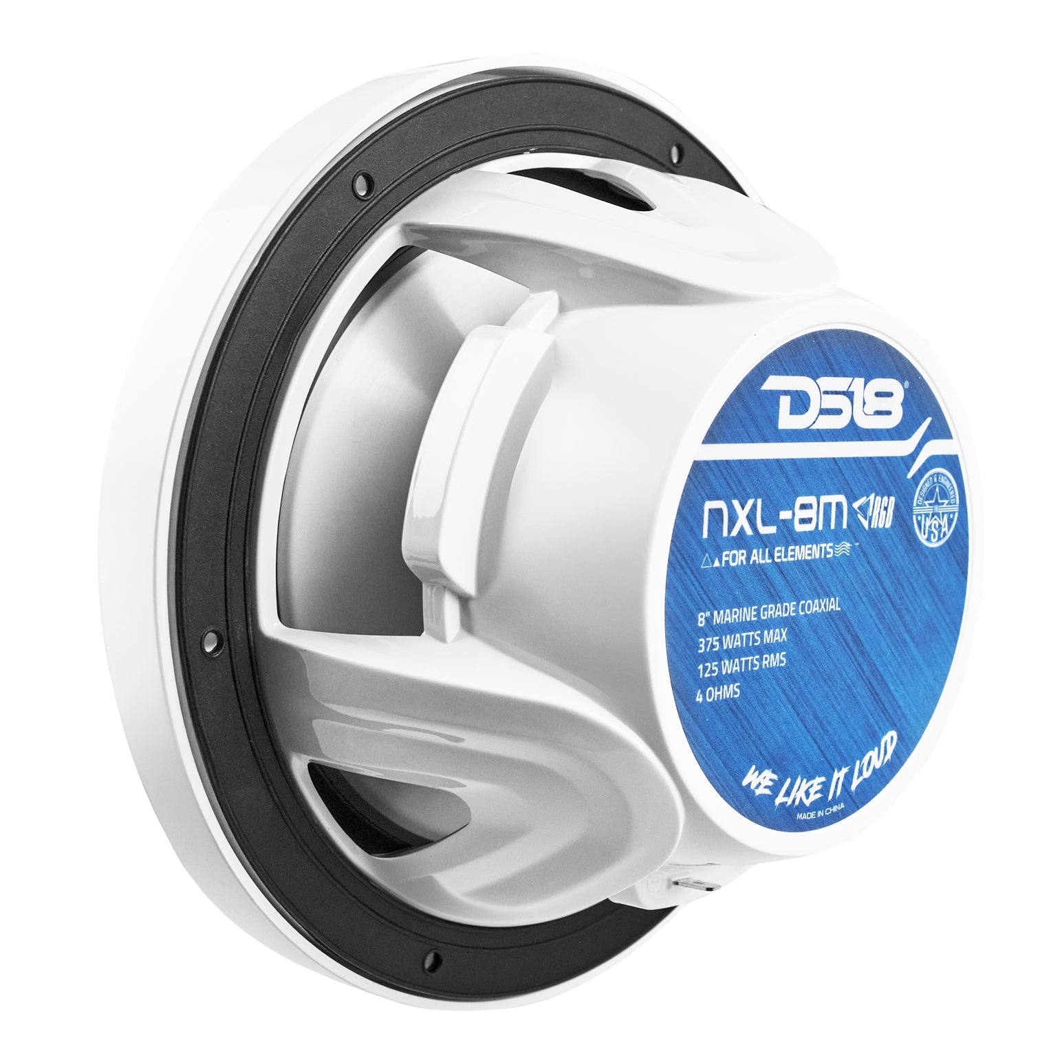 NXL 8" 2-Way Coaxial Marine Speaker With LED RGB Lights 125 Watts Rms 4-Ohm - DS18