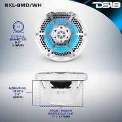 8” Marine 2-Way Hybrid Speaker with RGB LED, Compression Driver and Neodymium Magnet | 350W RMS 4-Ohm - DS18