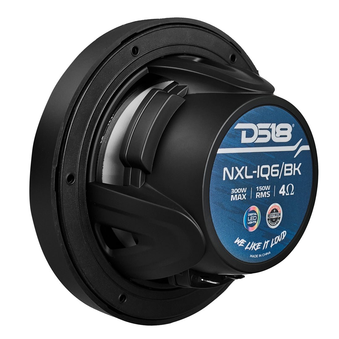 NXL 6.5" 2-Way Coaxial Marine Speaker with Bullet Tweeter and Digital Led Lights | 150W RMS 4-Ohm - DS18