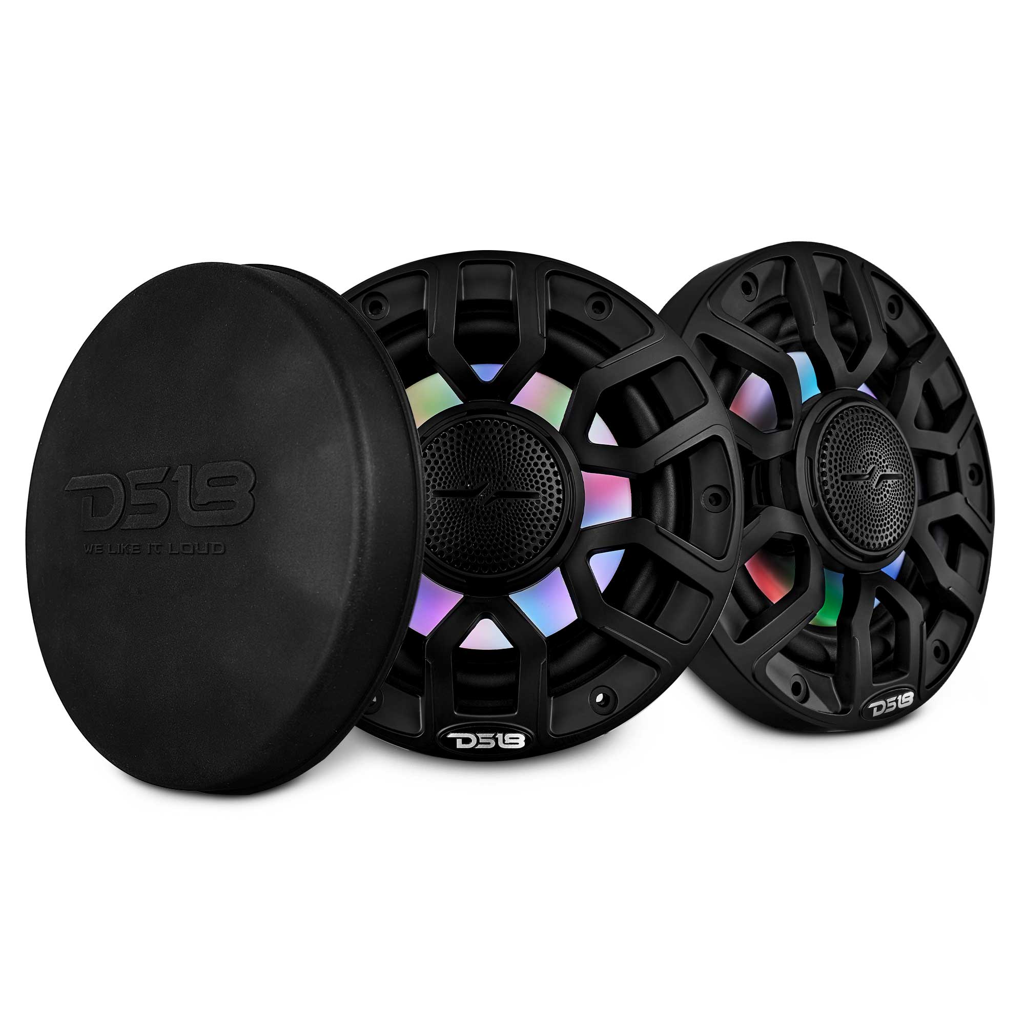 NXL 6.5" 2-Way Coaxial Marine Speaker with Bullet Tweeter and Digital Led Lights | 150W RMS 4-Ohm - DS18