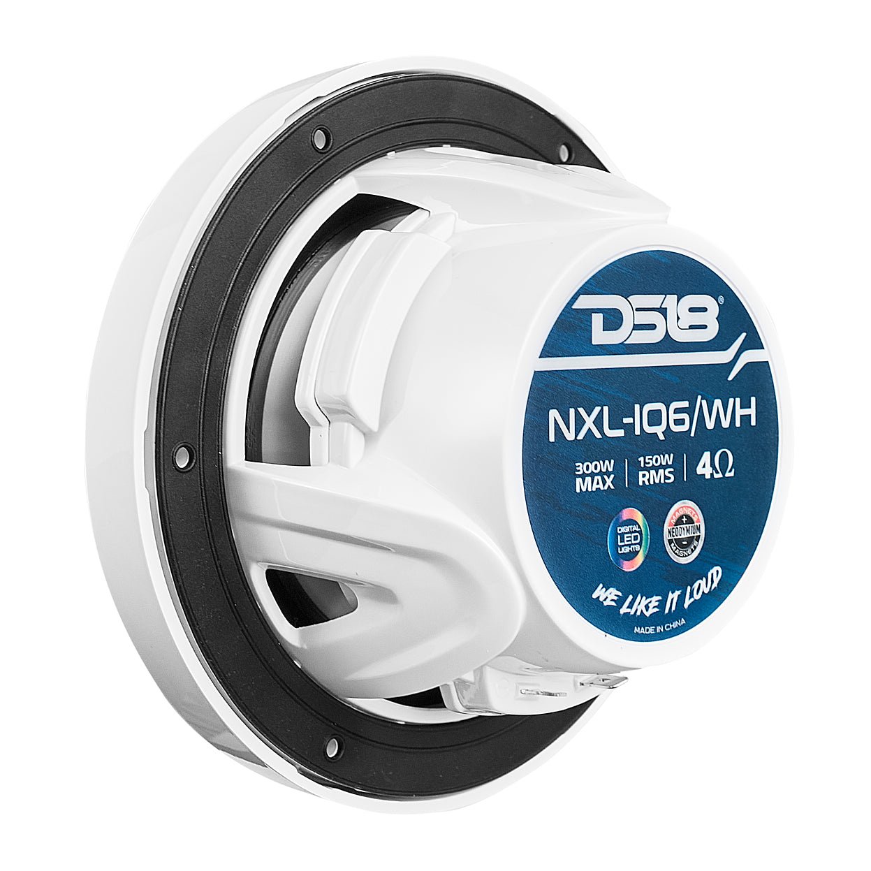 NXL 6.5" 2-Way Coaxial Marine Speaker with Bullet Tweeter and Digital Led Lights | 150W RMS 4-Ohm - DS18