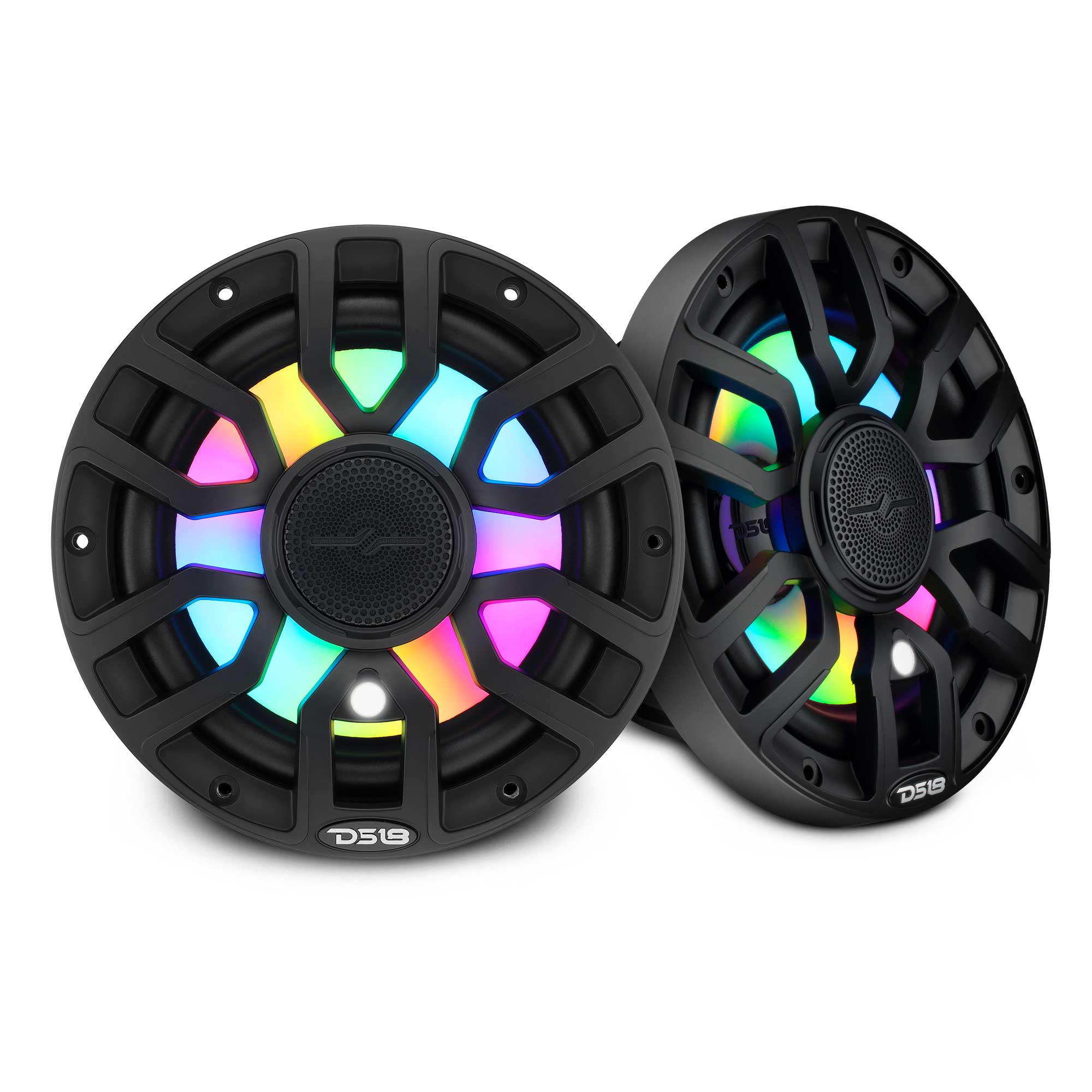 NXL 7.7” 2-Way Coaxial Marine Speaker with Bullet Tweeter, Digital LED Lights & White Deck LED | 175W RMS 4-Ohm - DS18