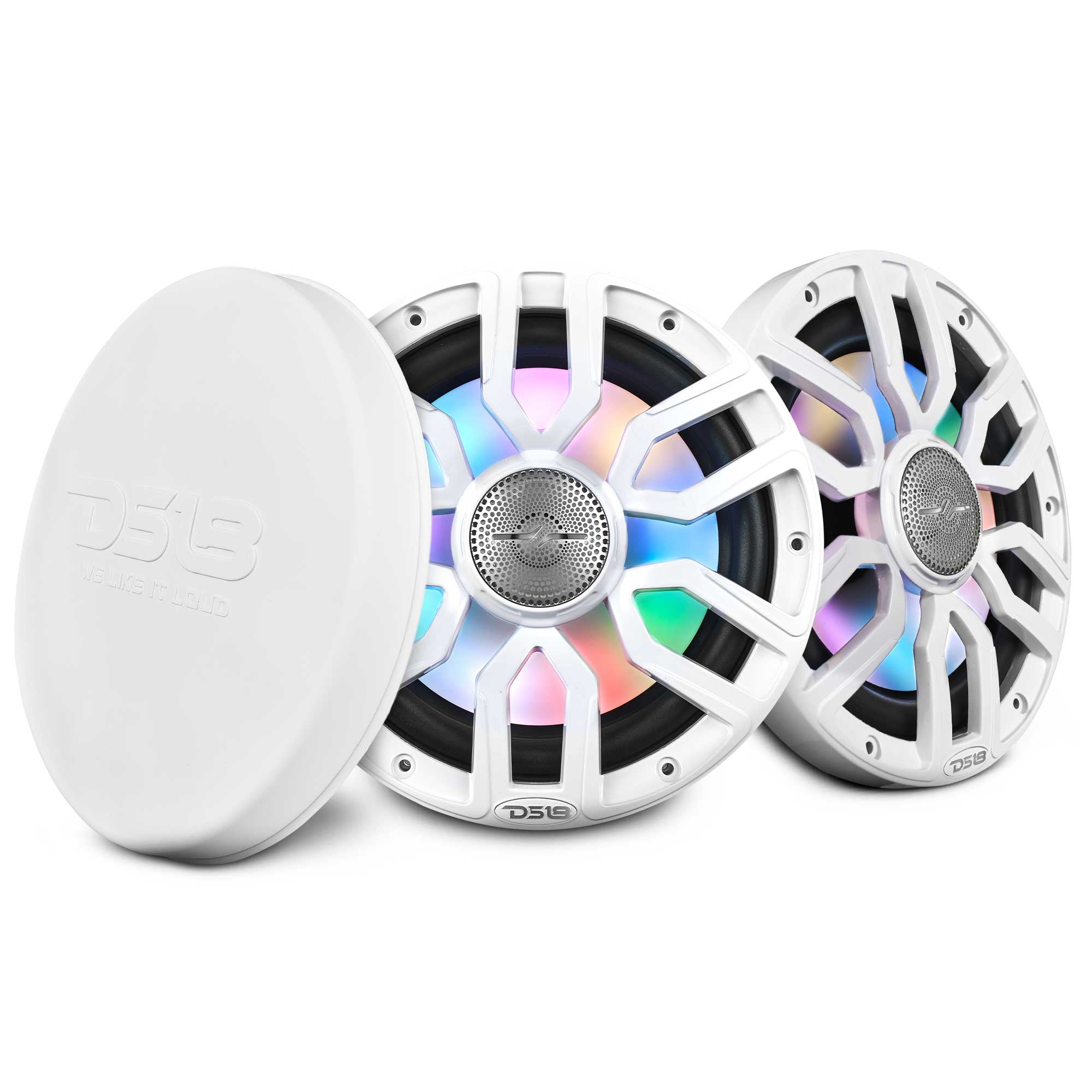 NXL 8" 2-Way Coaxial Marine Speaker with Bullet Tweeter and Digital Led Lights | 175W RMS 4-Ohm - DS18