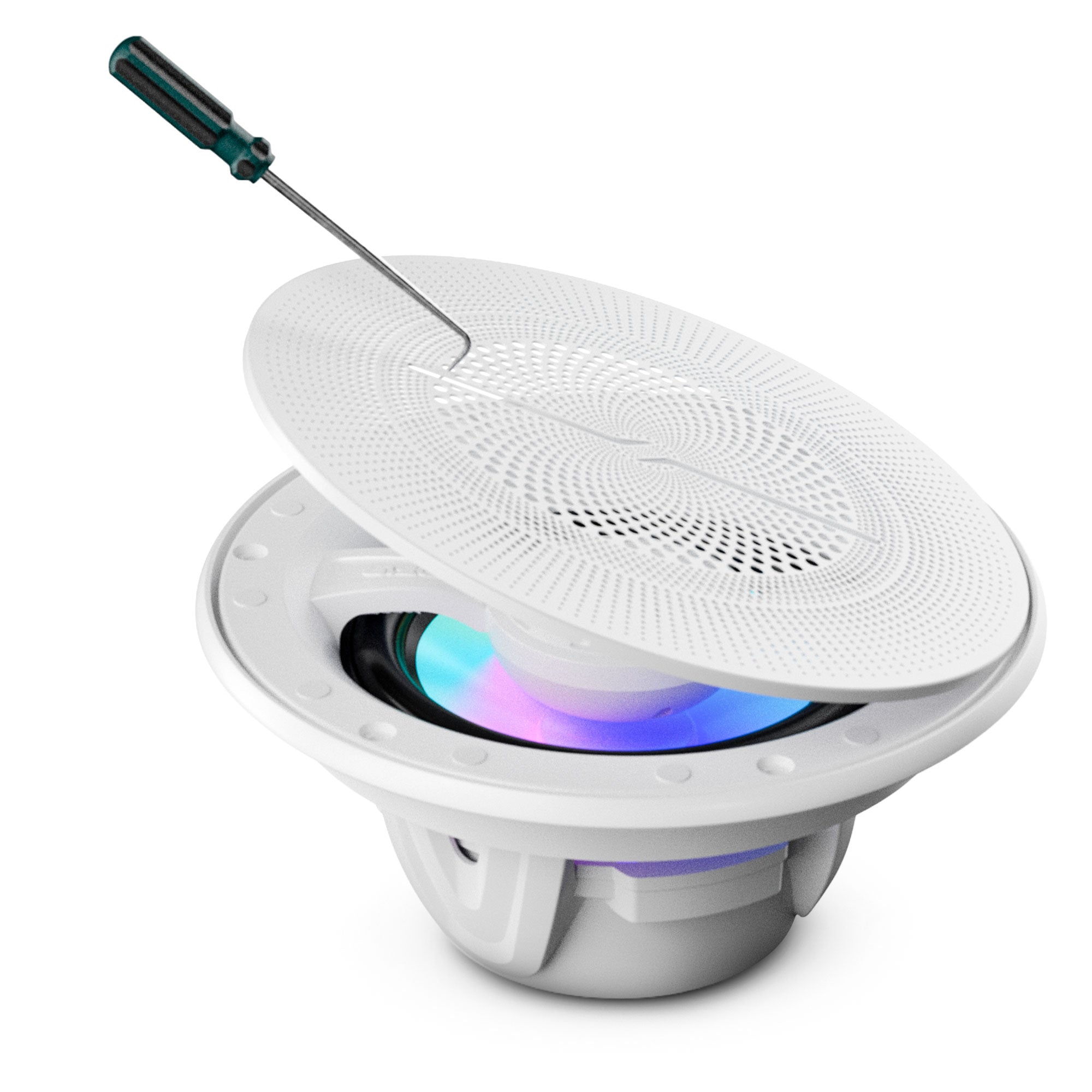 Luxury 6.5” 2-Way Marine Coaxial Speaker with Digital LED Lights and Flush Magnetic Mount Grille | 150W RMS 4-Ohm - DS18