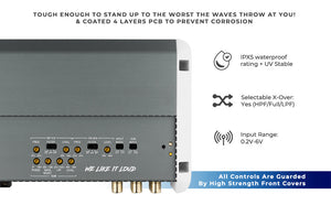 NXL 5-Channel Full-Range Class D IPX5 Marine Amplifier | 4 x 150W @ 4-Ohm and 1 x 600W RMS @ 2-Ohm - DS18