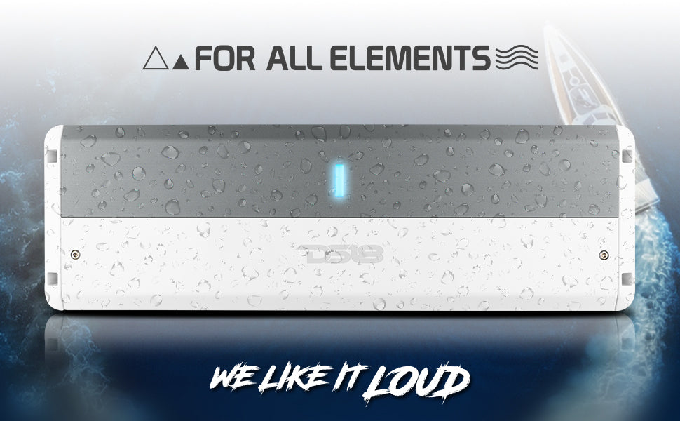 NXL 5-Channel Full-Range Class D IPX5 Marine Amplifier | 4 x 150W @ 4-Ohm and 1 x 600W RMS @ 2-Ohm - DS18