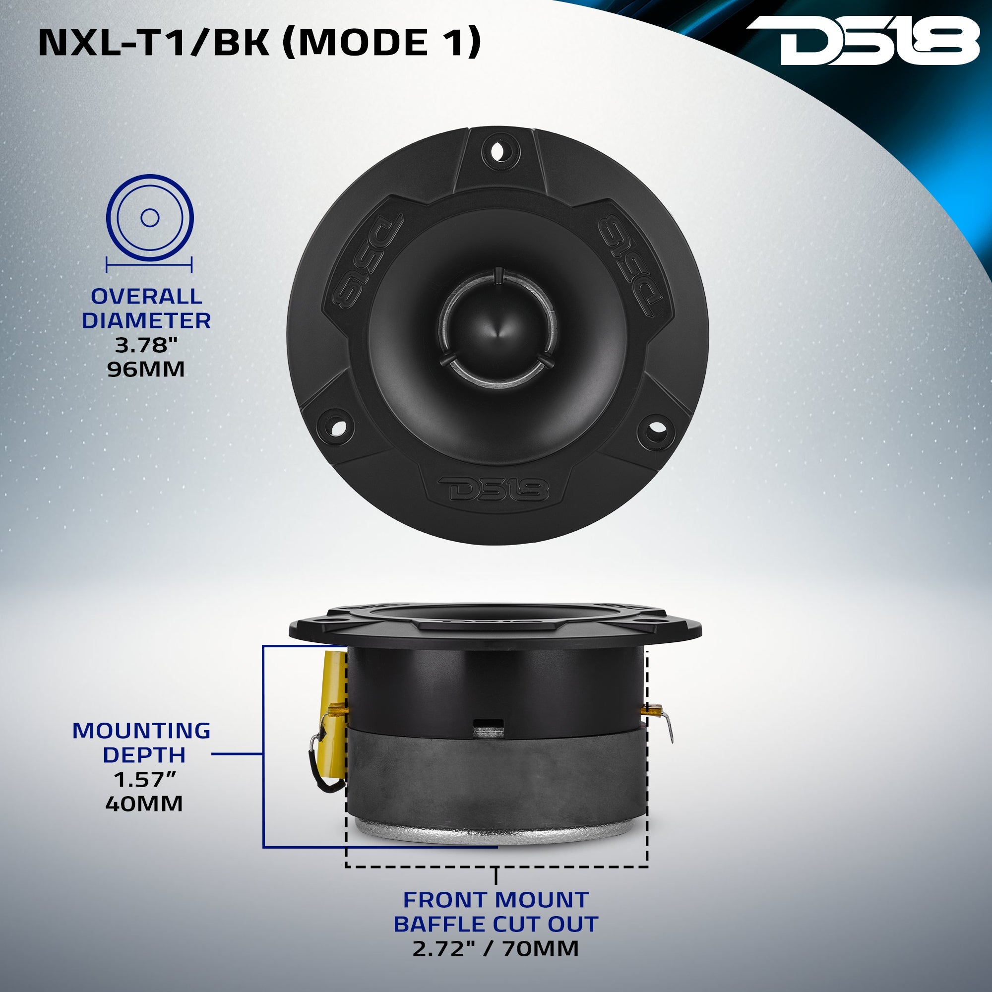 NXL 3.8” Marine Water-Resistant Super Bullet Tweeter with 1” Aluminum Voice Coil | 120W RMS 4-Ohm - DS18