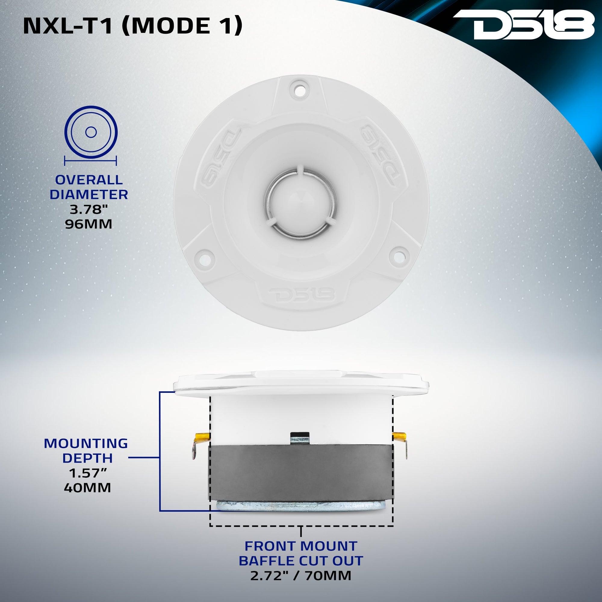 NXL 3.8” Marine Water-Resistant Super Bullet Tweeter with 1” Aluminum Voice Coil | 120W RMS 4-Ohm - DS18