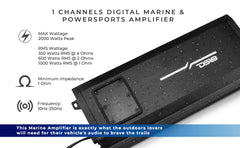 NXL 1-Channel Class D IP67 Marine and Powersports Amplifier 1 x 1000 Watts Rms @ 1-Ohm - DS18