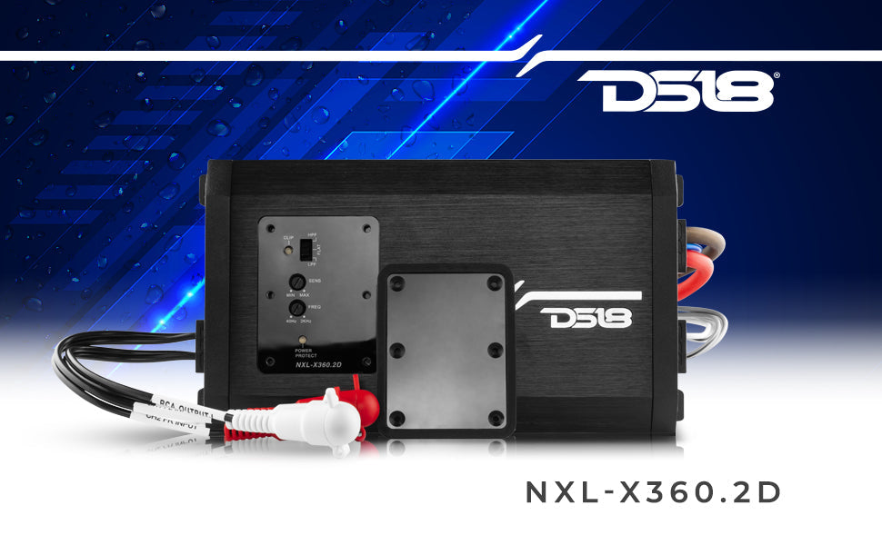 NXL 2-Channel Full-Range Class D IP67 Marine and Powersports Amplifier 2 x 180 Watts Rms @ 4-Ohm - DS18