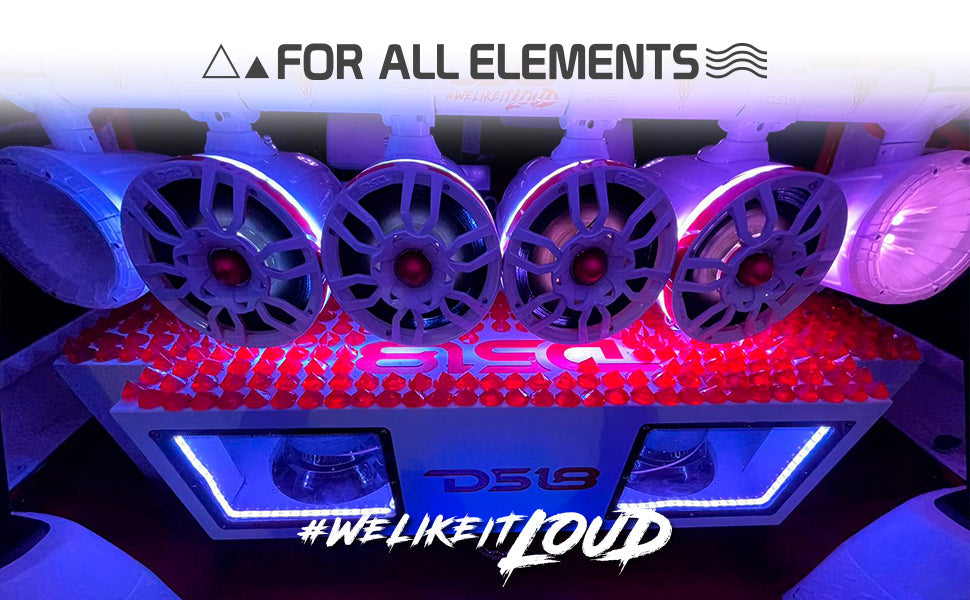 NXL 6.5" Marine and Powersports Empty Tower LED RGB Lights -Black - DS18