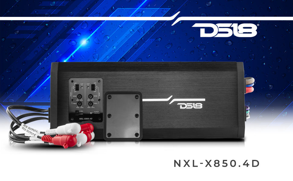 NXL 4-Channel Full-Range Class D IP67 Marine and Powersports Amplifier 4 x 200 Watts Rms @ 4-Ohm - DS18