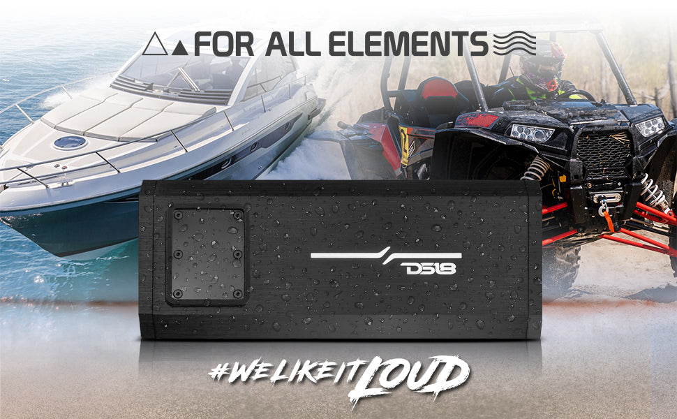 NXL 4-Channel Full-Range Class D IP67 Marine and Powersports Amplifier 4 x 200 Watts Rms @ 4-Ohm - DS18
