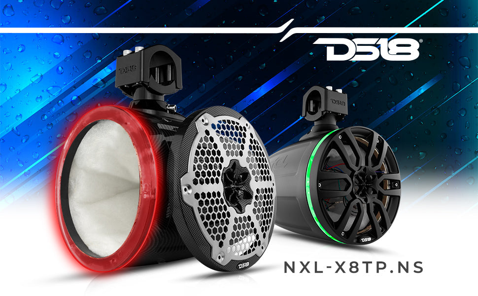 NXL 8" Marine and Powersports Empty Tower LED RGB Lights -Black - DS18