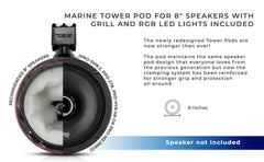 NXL 8" Marine and Powersports Empty Tower LED RGB Lights -Black Carbon Fiber - DS18