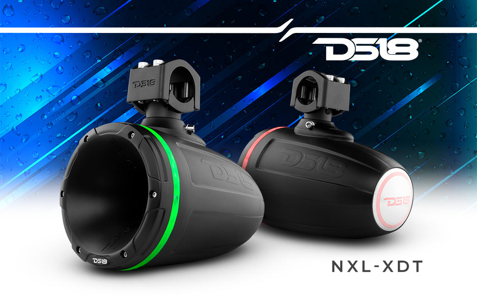NXL 7" Marine and Powersports Driver Tower With LED RGB Lights 1.75" VC 300 Watts Rms - DS18