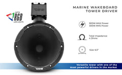NXL 7" Marine and Powersports Driver Tower With LED RGB Lights 1.75" VC 300 Watts Rms - DS18